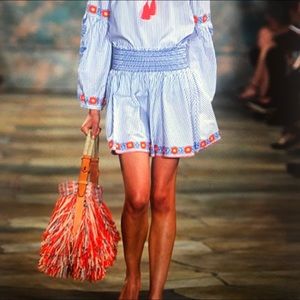 Tory Burch Fringe-Trimmed Tweed shoulder Bag